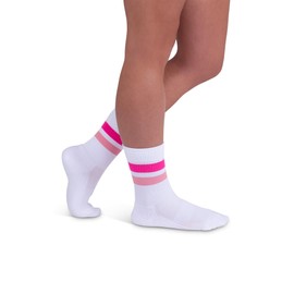 Rejuva Retro Stripe Crew 15-20 mmHg Compression Sock, Pink, Large