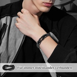 YELUWA I Love You Gifts for Men, Leather Bracelet Men's Gift Husband Christmas Gift for Boyfriend Valentine's Day Anniversary Gift for Him Wedding Anniversary Gifts for Men Partner, Stainless Steel,