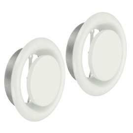 PATIKIL 6 Inch Round Ceiling Diffuser, 2pcs Metal Adjustable Wall Air Vent Diffuser Vent Duct Cover Exhaust Supply for Kitchen Bathroom Garage, White