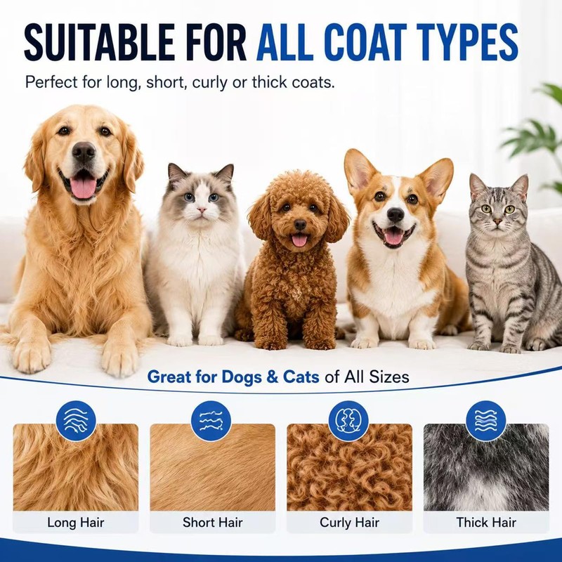 KIVMTAR Deshedding Dog Brush，3-in-1 Undercoat Rake for Dogs，Pet Pro Grooming