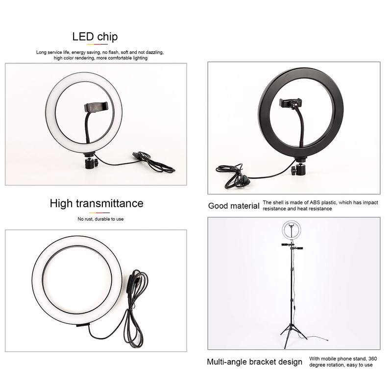 LED Ring Light 10 Levels Dimming Desktop Fill Lamp with