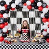 2Pcs Checkered Backdrop- Black White Checkered Backdrop Foil Streamer 1x