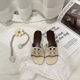 Adjustable Genuine Leather Mule Heels New Geometric Pattern Open Toe One Piece Shoes for WomenColor: White, EUR Size: 39