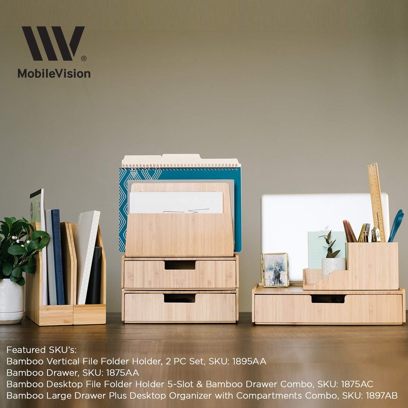Mobilevision Large Bamboo Drawers (Set of 2) For Monitor Stand