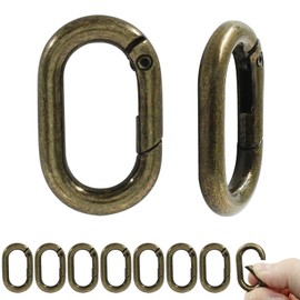 Jiozermi 10 Pack 1 Inch Bronze Oval Carabiner Clip, Samll Metal Spring O Ring Hook Necklace Clasps for Keys Dog Tag Clips Necklace Paracord Key Rings Hook Lanyard Keychain