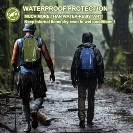 VPBAGE - Mochila de senderismo impermeable de 15 l, mochila pequeña para viajes al aire última intervensión, paquete de día ligero con trabillas para herramientas, Verde militar, Mochila de senderismo