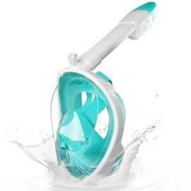 Kids Snorkel Mask Full Face, Snorkeling Gear with Safe Smooth-Breathing System Anti-Fog Leakproof, Wide View Diving Mask Snorkeling Set with Removable Camera Mount and Mesh Bag (Green)