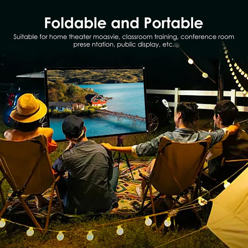 Hapivida Projector Screen, 100 Inch Projector Screen 4:3 HD Foldable