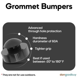 dangoodbuy Large Rubber Push-in Ridged Stem Bumpers 1" Diam - Feet - Fits 1/2" Hole (16) Black