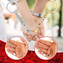 HJZHII 2PCS Pinky Promise Keychain, Couple Matching Keyring Pinky Promise Gift Valentine's Day Gifts for Boyfriend Girlfriend Husband Wife Best Friend Him Her(Gold)