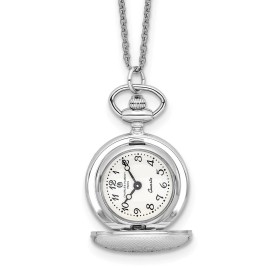 Charles Hubert 28" Charles Hubert Chrome-finish Quilted Design Pendant Watch Necklace