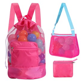 EDLMKM 2 Pcs Large Mesh Beach Bag for Toys Sand Away, MMesh Swimming Bag, Drawstring Sand Toy Bags for Swimming Beachs Pool, Beach Toys Bagg, BBeach Backpack, Swim Mesh Bagg, Foldable Backpack