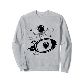 Cute Rocketship Surfing Astronaut in Outer Space for Kids Sweatshirt