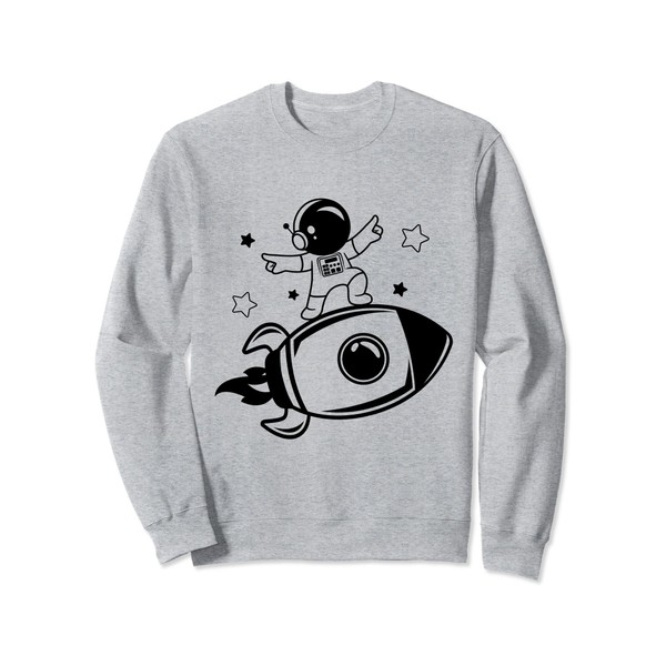 Cute Rocketship Surfing Astronaut in Outer Space for Kids Sweatshirt
