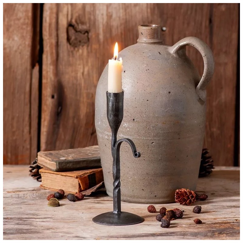 Irvin's Tinware Wrought Iron Candle Holder, Antique Finish, Cup Style,