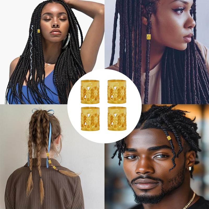 Hair Braid Accessories, 60 Aluminium Braid Locks, Adjustable Metal Cuffs,