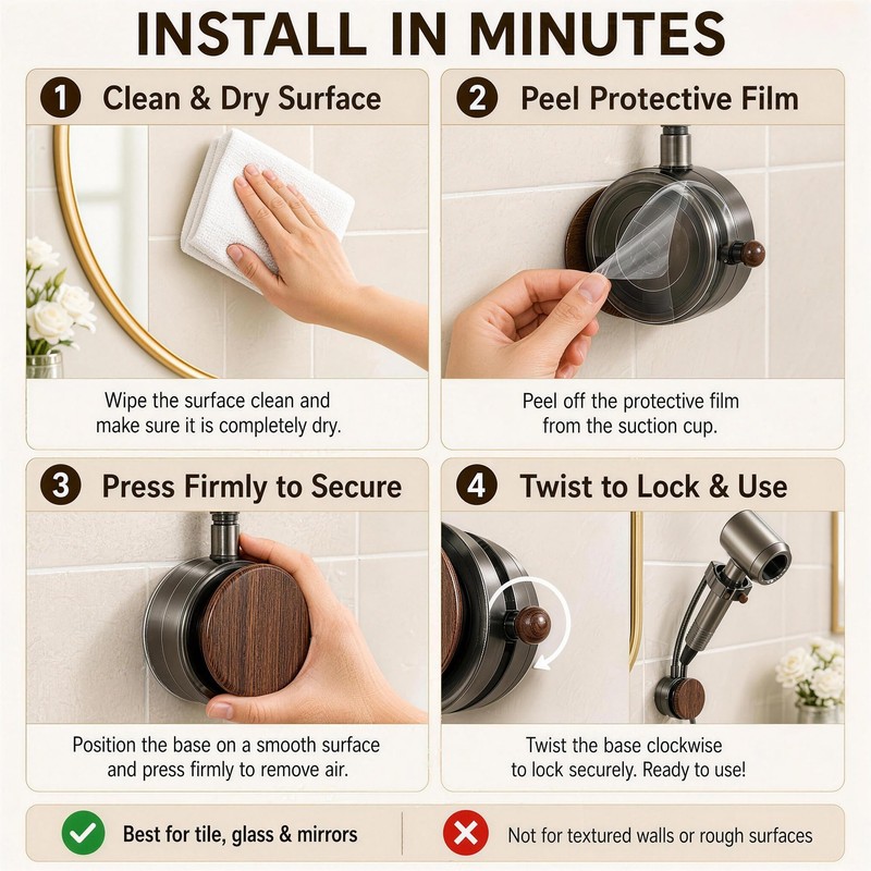 Hands Free Hair Dryer Holder Wall Mount, Reusable Suction Cup