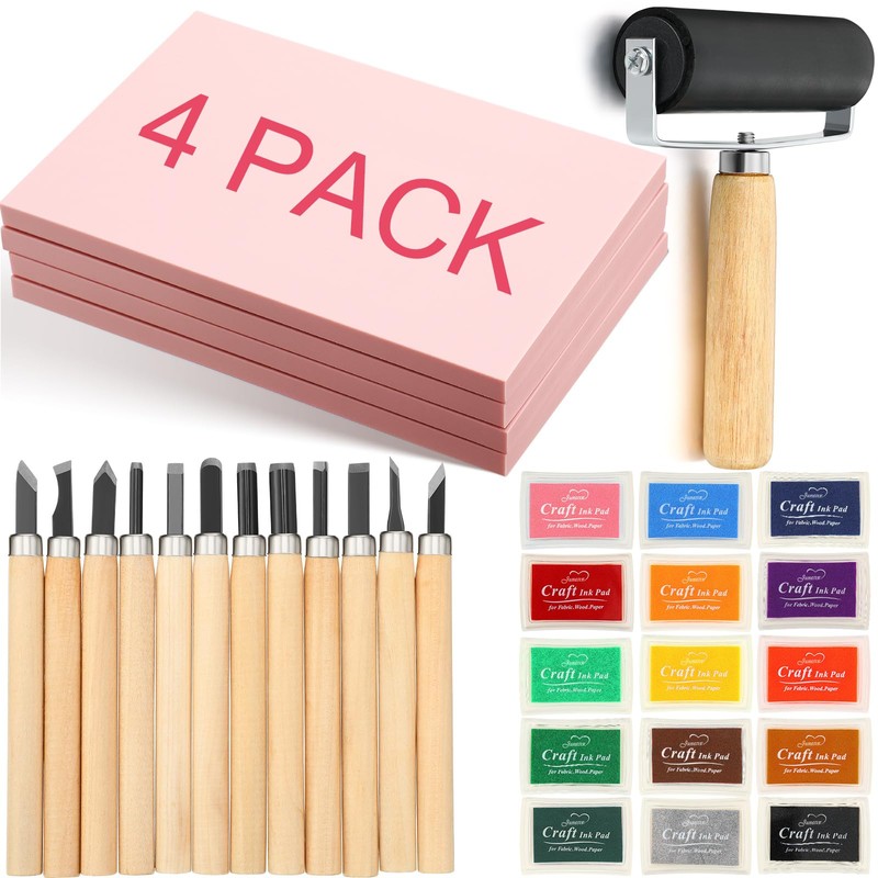 Lanties 32 Pack Rubber Block Stamp Making Kit Include 4