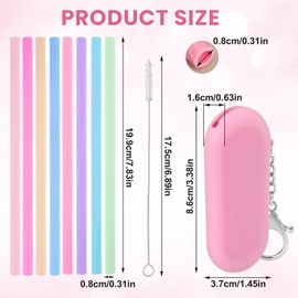 8 Sets Reusable Straws Travel, Foldable Portable Straw with Cleaning Brushes Silicone Straws with Case for School Office Party Picnic Travel (8Color)