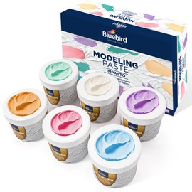 Bluebird Colored Modeling Paste - 6-Pack - 150GM / 5.3 Oz Each jar - Pastel Shades