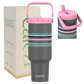 Cafezi 40 oz Tumbler with Handle Flip Straw, Vacuum Insulated Tumblers with Flip Straw and Top Handle, Reusable Insulated Cup for Home, Outdoors, Leakproof, Fits in Cup Holder, Cold for 30 Hours