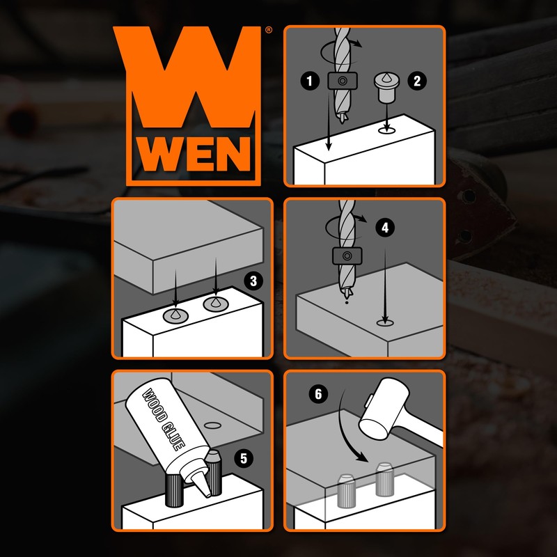 WEN JN014D 1/4-Inch Wooden Doweling Kit with Drill Bit, Stop