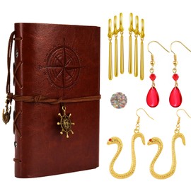 Anime OP Jewelry Accessory Boa Hancock Snake Earrings Zoro Ear Studs Set Leather Bound Pirate Journal Writing Notebook with Stickers 14 Pcs