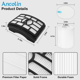 Ancolin 2 + 4 Pack Filter Replacement for Shark Rotator Pro Lift-Away NV500, NV501, NV502, NV503, NV505, NV510, NV520, NV552, UV560, NV642, ZU780, ZU782, ZU785. Compare to Part # Xff500 Xhf500