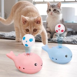 Whale Interactive Cat Toy,2pack Electric Floating Flying Ball for Cat,Automatic Moving Ball Balancing Blowing Games,Floating Football Keep Cats Entertained,with 2 Small Balls