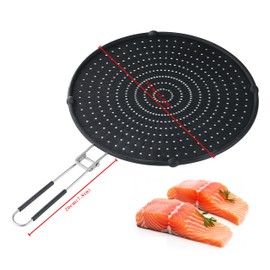 Splatter Guards for Frying, 13 Inch Silicone Grease Splatter Guard, Splatter Screen for Frying Pan with Latest Folding Handle, Cover Oil Splash When Cooking Fried Chicken or Popcorn