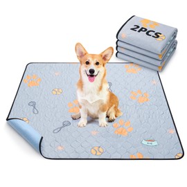 Washable Pee Pads for Dogs, 2 Pack Super Absorbent Whelping Pad Waterproof Dog Playpen Mat, Non-Slip Cute Reusable Puppy Blankets for Floor, Bed, Sofa, Travel,Kennel, Pet Potty Training, 30"x32"