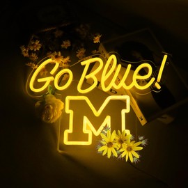 Michigian Neon Led Wolveriines Sign Go Blue Vibrant LED Wall Art for University of Michigan Fans for Game Day, Man Cave, Dorm & Bar Decor - Michigan Rugby Football Sports Team Spirit Gift for Alumni & Students