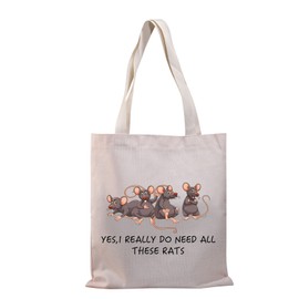PLITI Rat Tote Bag For Rat Keeper Lover Gift Cute Rat Mom Gift Yes I Really Do Need All These Rats Canvas Handbag(Do need rats TGU)