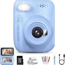 Gofunly Kids Instant Print Camera, 32MP HD Photo with 3.0-inch Screen, Christmas Birthday Gift for Boys Girls Age 3-12, Portable Digital Camera for Kids - Specification: blue