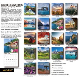 2024 2025 Wall Calendar, 18 Months July 2024 - December 2025, Wall Calendar Exotic Destinations, 12" x 24" Opened,Full Page Months Thick & Sturdy Paper for Gift Kids Teen Calendar Organizing &