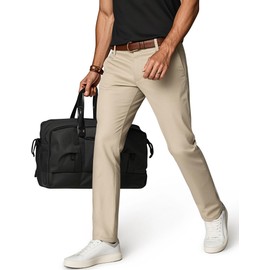 PJ PAUL JONES Men's Golf Pants Stretch Dress Pant Work Business Slacks Casual Zipper Pants with 5 Pockets for Outdoor Office Khaki XL