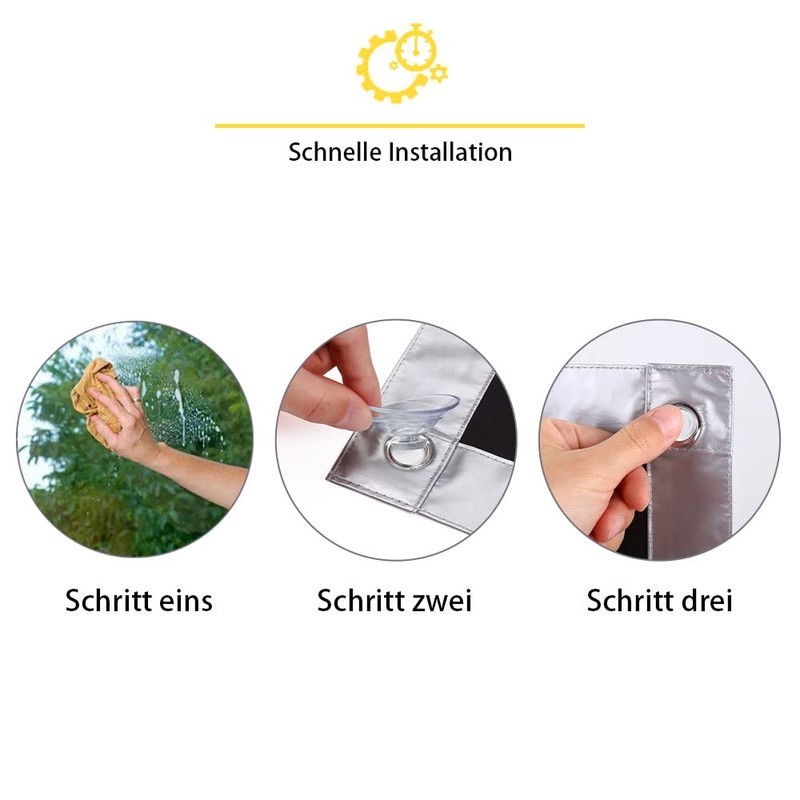 Eurohome Sun Protection Roof Window Roller Blind, without Drilling, Blackout