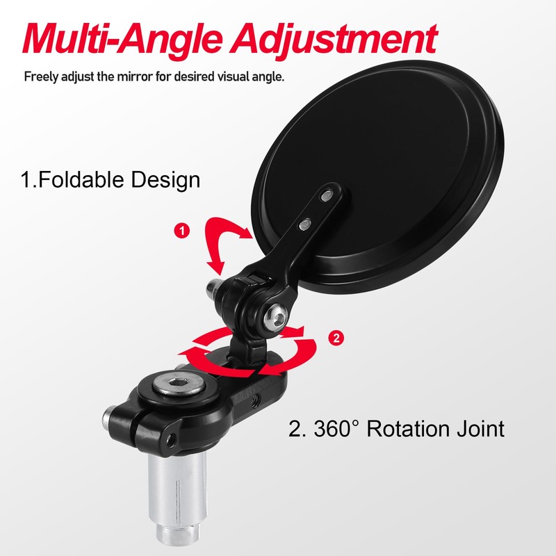 OFIG Motorcycle Mirrors for 7/8'' Handlebars, Adjustable Round Motorcycle Bar