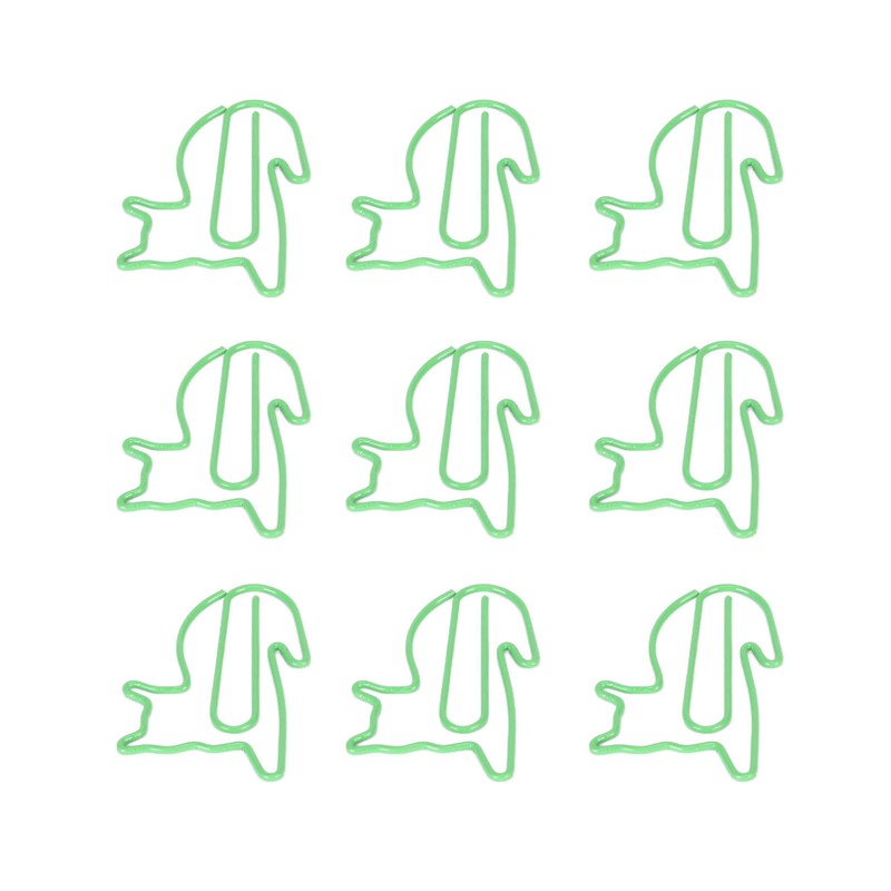 100 Pcs Green Cute Paper Clips Cat Shaped Fun Bookmark