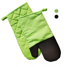 candlechoice 2 Pack Oven Mitts Non-Slip Silicone Cotton Heat Resistant Kitchen Gloves,Green