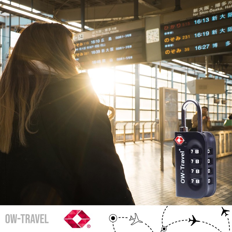 OW-Travel Suitcase Locks 4 Pack Black. 4 Digit TSA Approved
