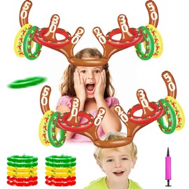 Pack of 2 Party Gadgets Inflatable Reindeer Antlers Game, Christmas Game, Christmas Games for Children, Reindeer Game, Christmas Games, Children's Reindeer Game, Ring Toss Game, Reindeer Toss Game