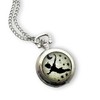 Silver-tone fantasy pocket watch, illustrated pendant necklace, parure « Peter