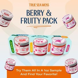 TrueSeaMoss Top 3 Best-Selling Gels – 1 oz Jars: Strawberry, Mango & Soursop – Rich in Minerals & Vitamins – supports immunity, improves digestion, boosts energy, promotes skin & hair health:_Berry & fruity pack
