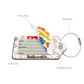 2 Pcs Luggage Tags for Suitcases， PU Leather Cruise Ship Luggage Tags with Privacy Cover Label Address Card and Durable Metal Ring Suitable for Men Women Handbags Backpacks Schoolbag，Bekind