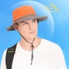 UPF50+ Fishing Hat with Reflective Strip Mesh Vents Adjustable Wide