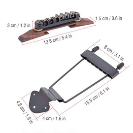 Dilwe Guitar Bridge Tailpiece, Rosewood Base Bridge with Roller for 6 String LP SG Jazz Guitar