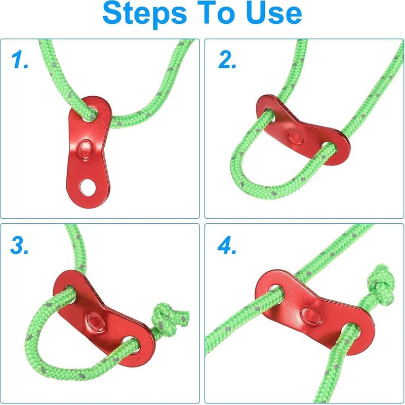 8PCS Reflective Tent Guy Ropes with Aluminium Tensioner, 4mm x