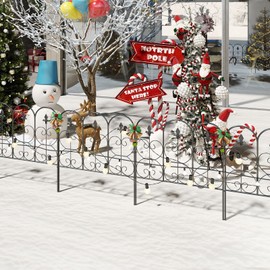 kinbor Tall Garden Fencing Rustproof Border Fence Edging Heavy Duty Metal Panels 5 Pack