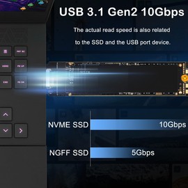 Xiatiaosann M.2 to USB Adapter NVMe SSD to USB 3.1 Gen2 10Gbps PCI-E Converter Reader M Key & B+M Key for 2280 2242 2260 2230 SSD Hard Drive, NVMe SSD Enclosure Replacement Parts